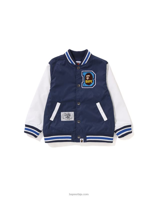 Морнарско плаво клинци A Bathing Ape хеад б патцх универзитетска јакна J42801447