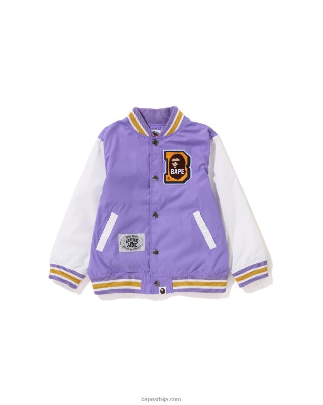 љубичаста клинци A Bathing Ape хеад б патцх универзитетска јакна J42801448