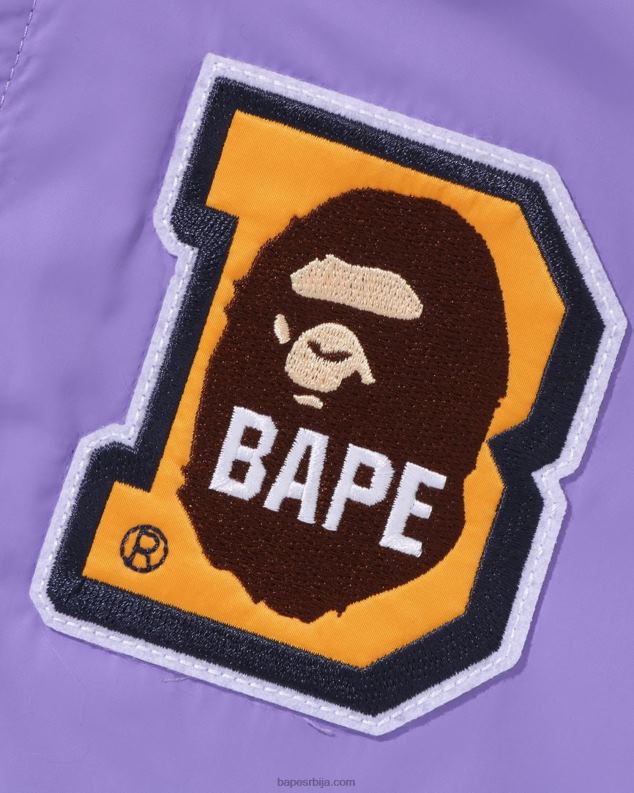 љубичаста клинци A Bathing Ape хеад б патцх универзитетска јакна J42801448