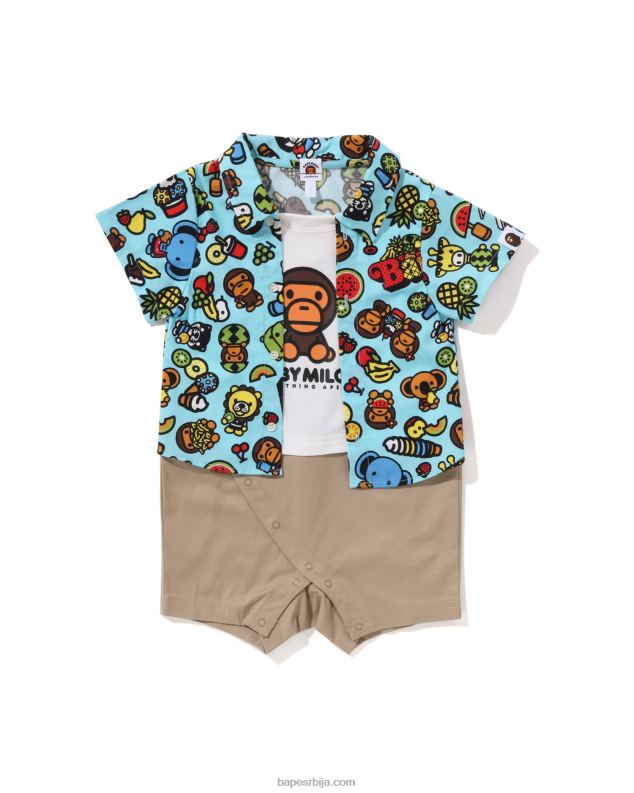светло плава клинци A Bathing Ape баби мило кошуља од мешаног воћа вишеслојни комбинезон J42801312