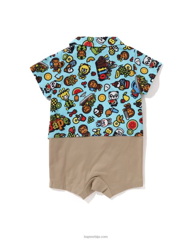 светло плава клинци A Bathing Ape баби мило кошуља од мешаног воћа вишеслојни комбинезон J42801312