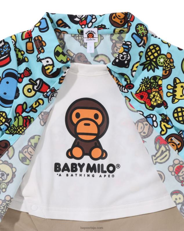 светло плава клинци A Bathing Ape баби мило кошуља од мешаног воћа вишеслојни комбинезон J42801312
