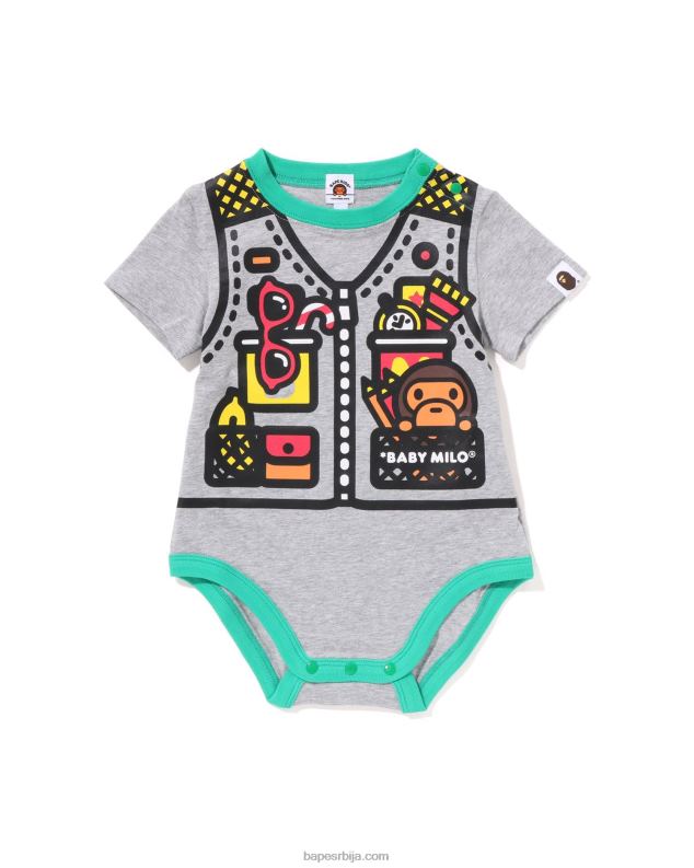 сива клинци A Bathing Ape беби мило прслук са принтом боди J42801377