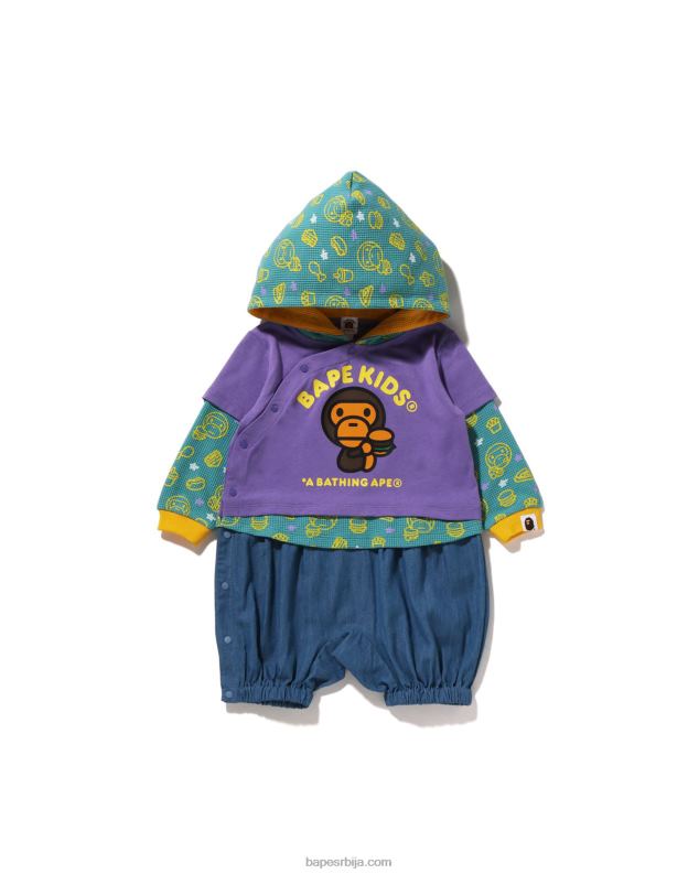 љубичаста клинци A Bathing Ape баби мило јунк фоод вишеслојни комбинезон J42801605