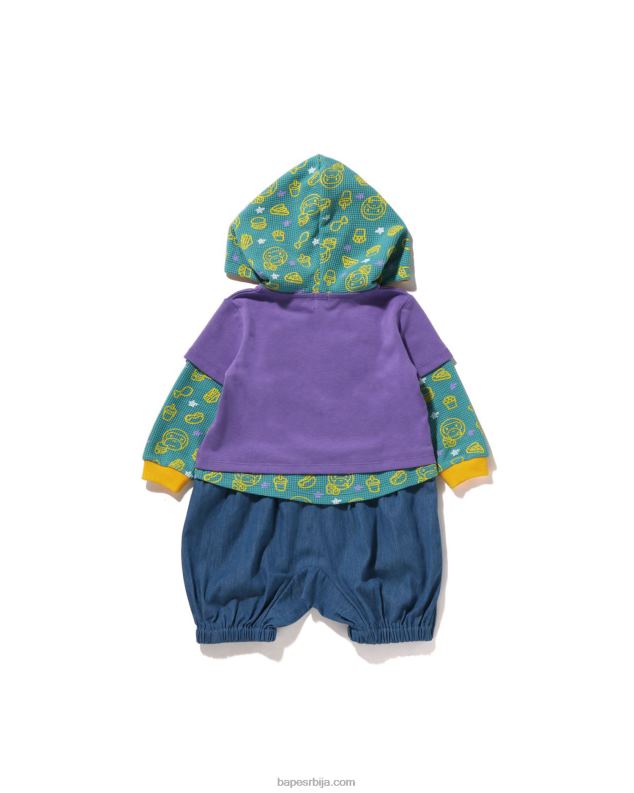 љубичаста клинци A Bathing Ape баби мило јунк фоод вишеслојни комбинезон J42801605