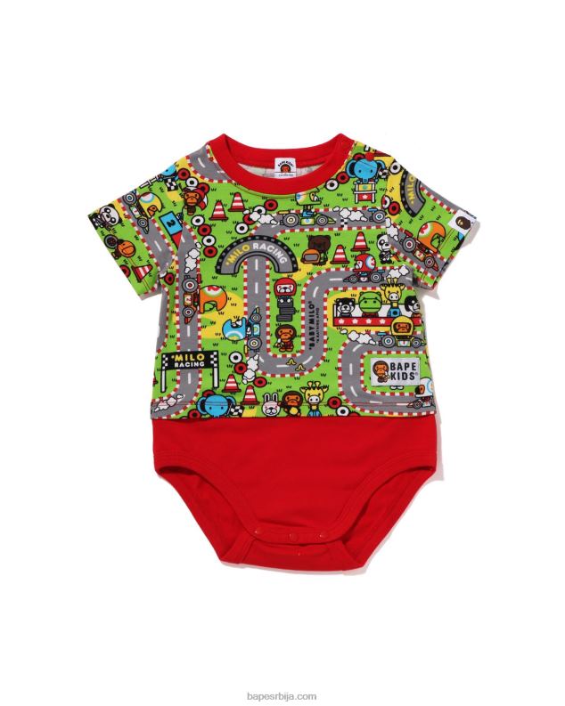 јарко црвена клинци A Bathing Ape беби мило тркачки боди J42801612
