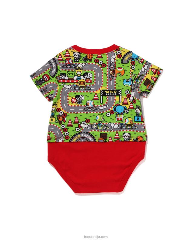 јарко црвена клинци A Bathing Ape беби мило тркачки боди J42801612