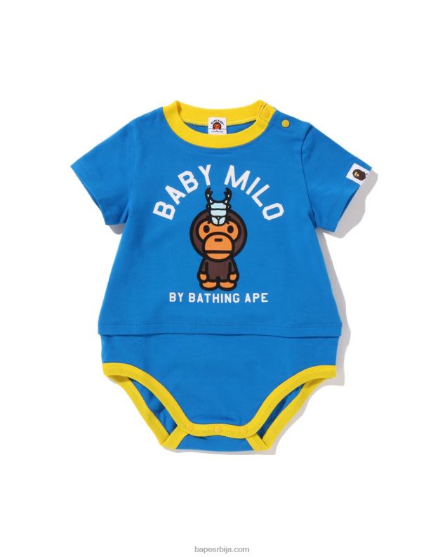 Плави клинци A Bathing Ape слојевити боди за бебе мило јелена J42801615