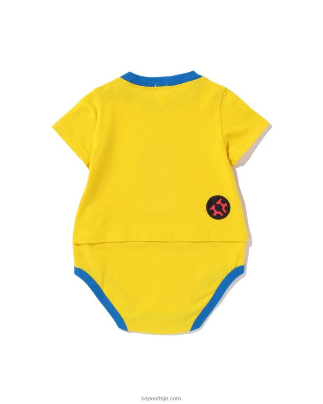жута клинци A Bathing Ape слојевити боди за бебе мило јелена J42801616