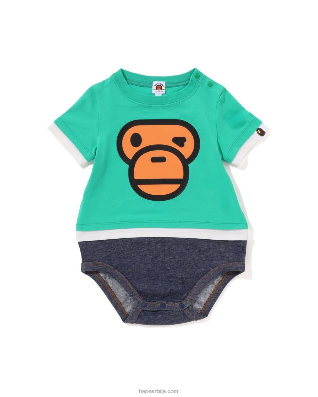 светло зелена клинци A Bathing Ape баби мило фаце вишеслојни боди J42801701
