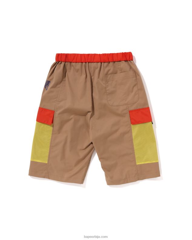 беж клинци A Bathing Ape шорц са мрежастим џеповима J42801308