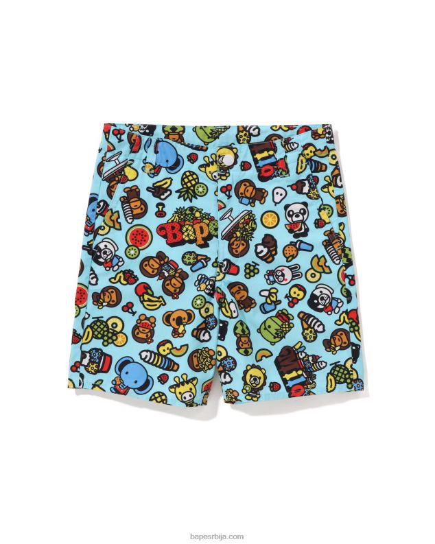светло плава клинци A Bathing Ape баби мило шорц са мешаним воћем J42801337