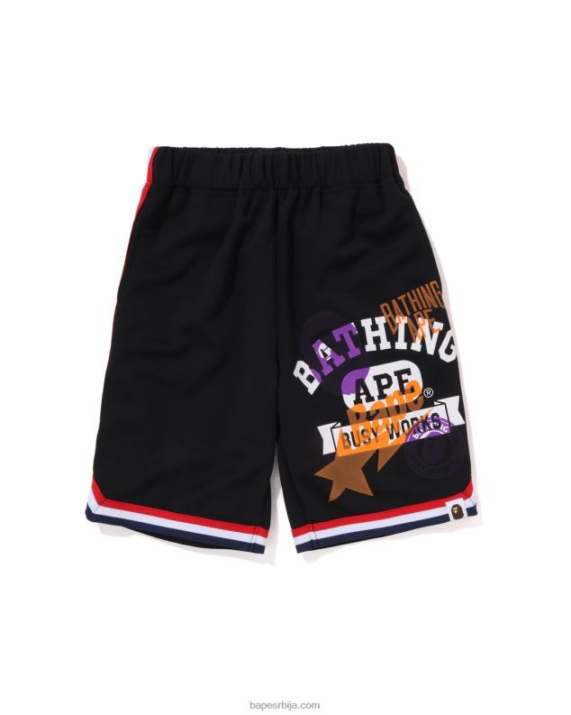 црн клинци A Bathing Ape кошаркашки шорц са више принтова J42801359