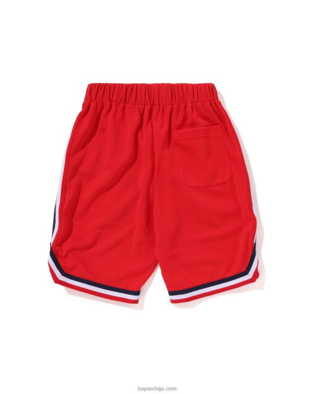 јарко црвена клинци A Bathing Ape кошаркашки шорц са више принтова J42801360