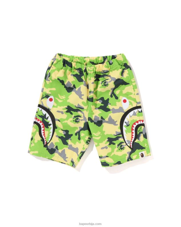 Војничко зелена клинци A Bathing Ape шумски цамо шортс за плажу са ајкулама J42801387