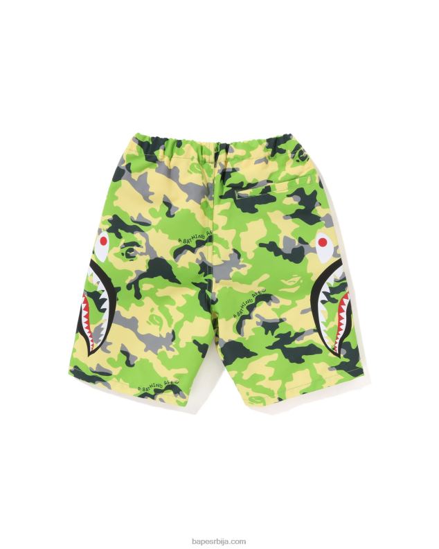 Војничко зелена клинци A Bathing Ape шумски цамо шортс за плажу са ајкулама J42801387