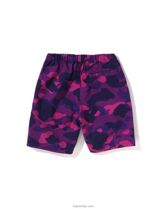 љубичаста клинци A Bathing Ape шортс са мрежастим џеповима у боји маскирне боје J42801597