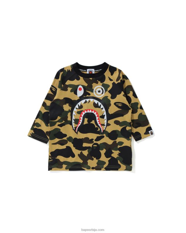 жута клинци A Bathing Ape 1ст цамо схарк мајица са 3/4 рукавима J42801788