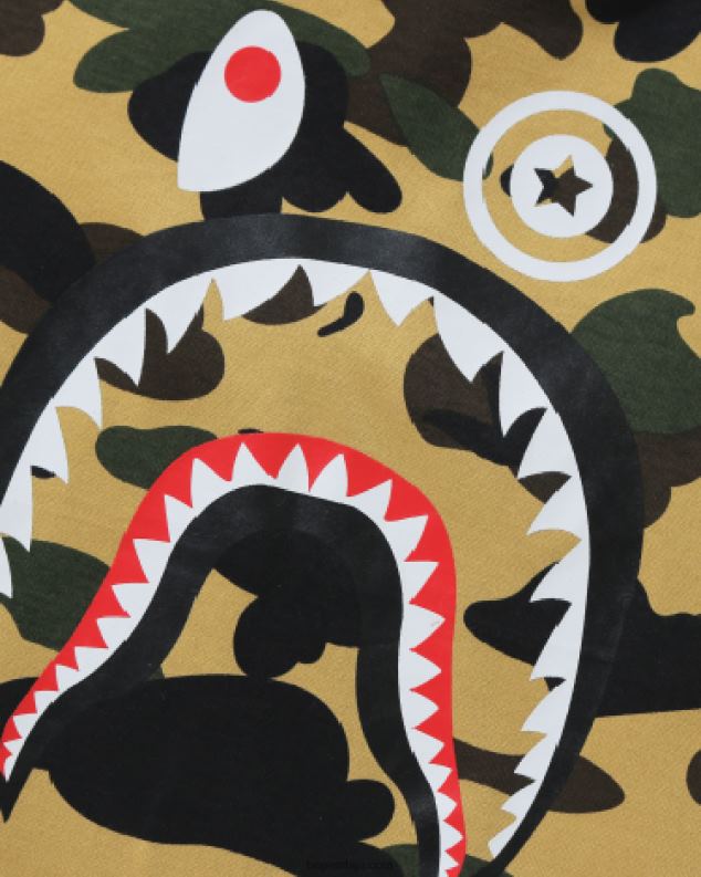 жута клинци A Bathing Ape 1ст цамо схарк мајица са 3/4 рукавима J42801788