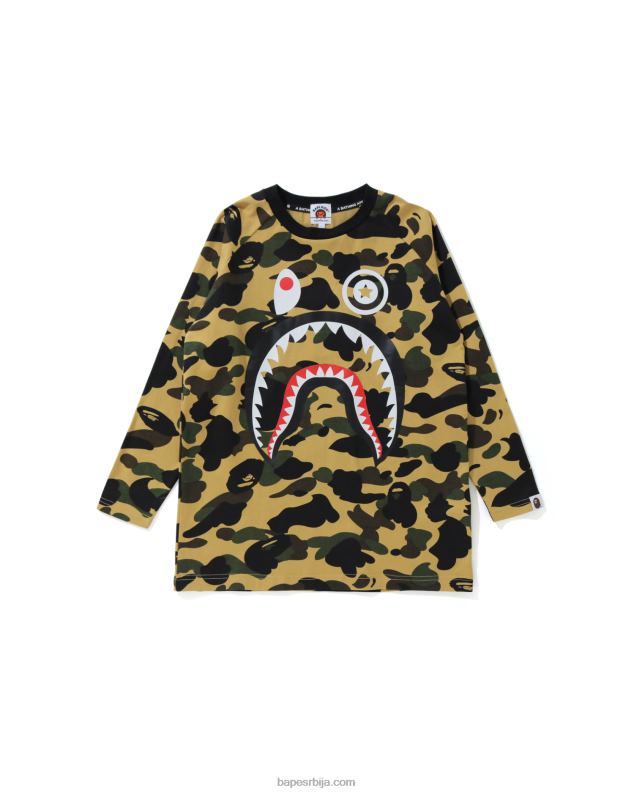 жута клинци A Bathing Ape 1ст цамо схарк мајица са 3/4 рукавима J42801796