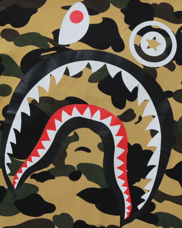 жута клинци A Bathing Ape 1ст цамо схарк мајица са 3/4 рукавима J42801796