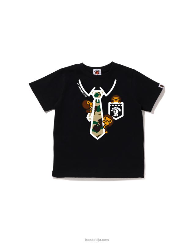 црн клинци A Bathing Ape 1ст цамо баби мило мајица са штампом на врату J42801654