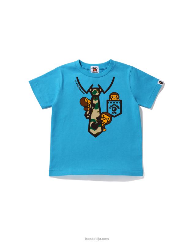 Плави клинци A Bathing Ape 1ст цамо баби мило мајица са штампом на врату J42801655