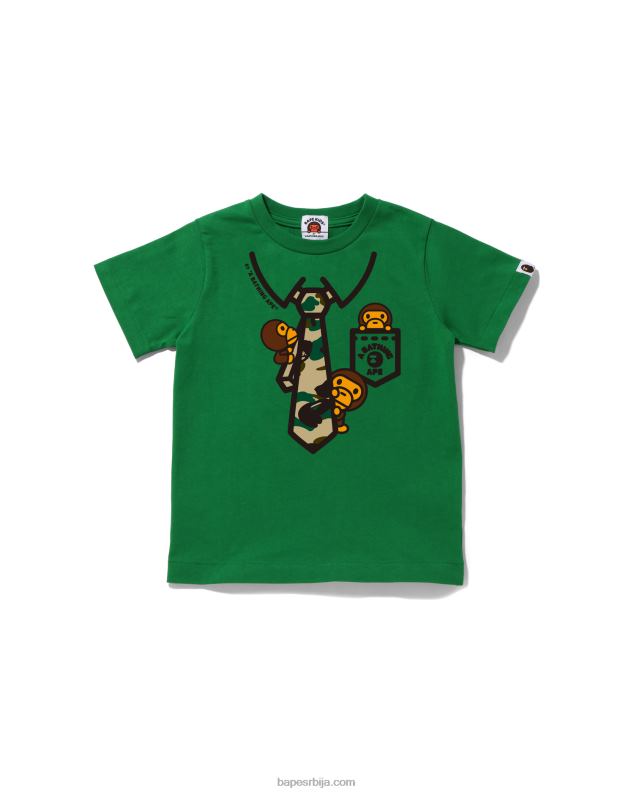 Војничко зелена клинци A Bathing Ape 1ст цамо баби мило мајица са штампом на врату J42801656