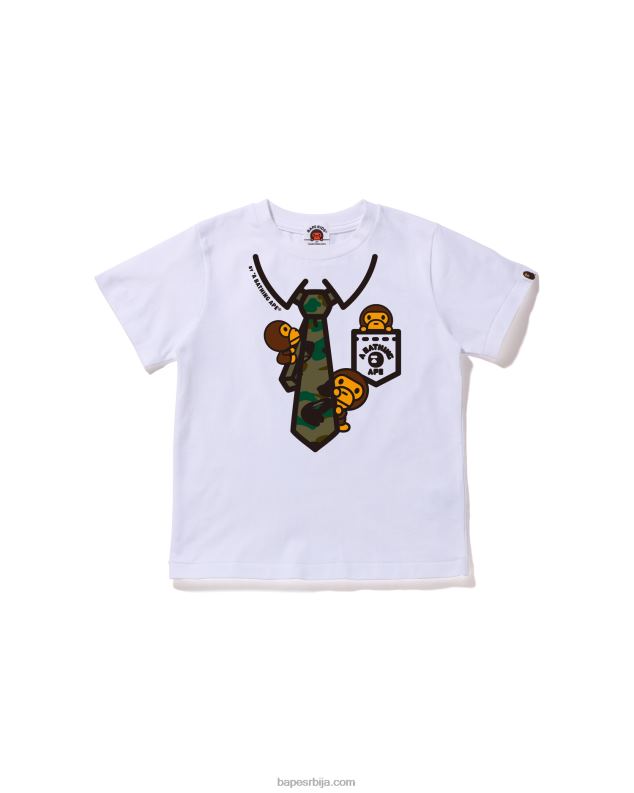 бео клинци A Bathing Ape 1ст цамо баби мило мајица са штампом на врату J42801658