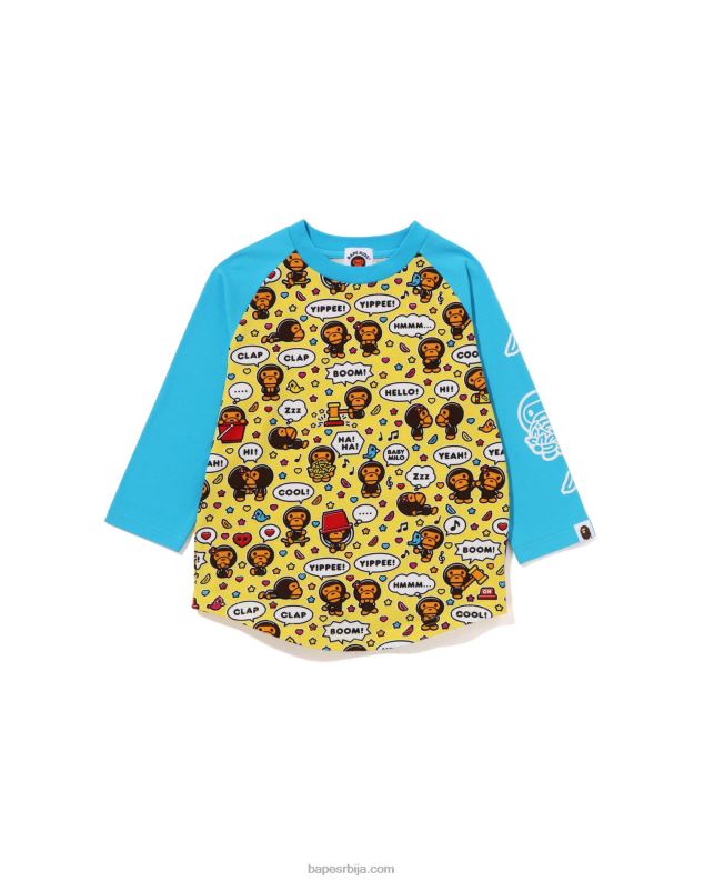 Плави клинци A Bathing Ape баби мило говорни балон раглан мајица са 3/4 рукавима J42801529