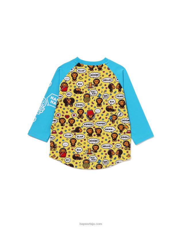 Плави клинци A Bathing Ape баби мило говорни балон раглан мајица са 3/4 рукавима J42801529