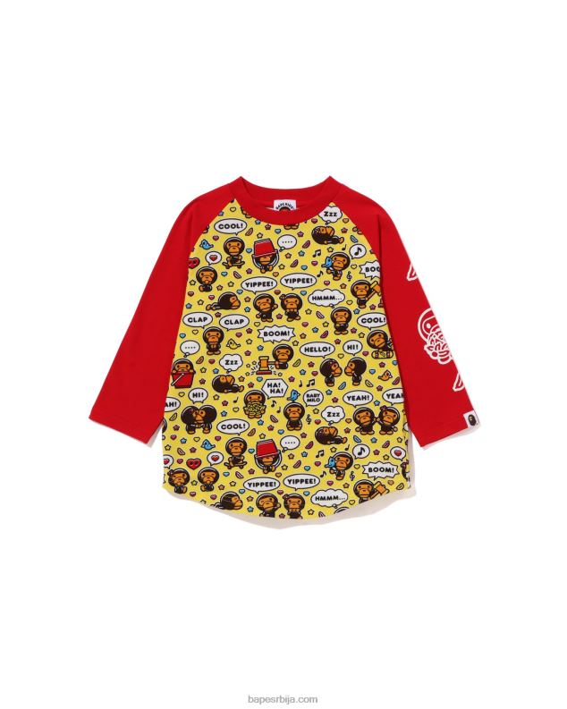 јарко црвена клинци A Bathing Ape баби мило говорни балон раглан мајица са 3/4 рукавима J42801530