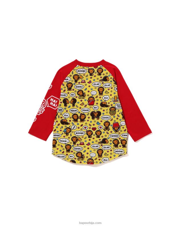 јарко црвена клинци A Bathing Ape баби мило говорни балон раглан мајица са 3/4 рукавима J42801530