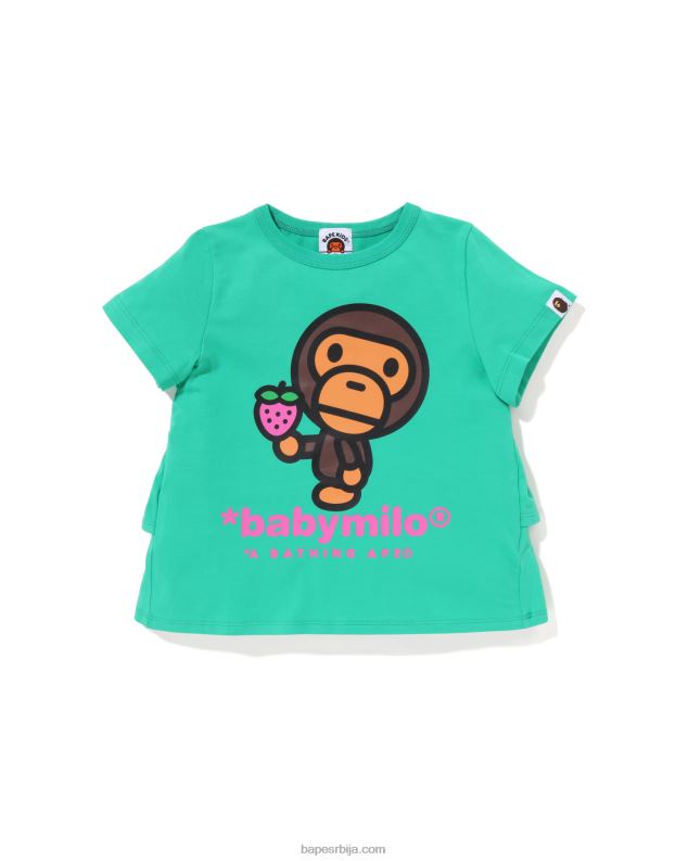 светло зелена клинци A Bathing Ape баби мило мајица са наборима са јагодама J42801276