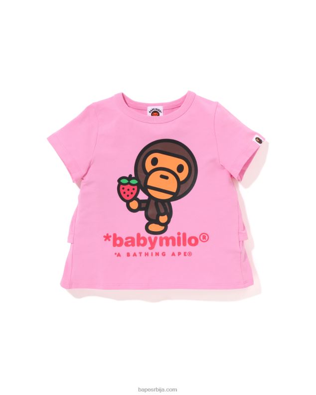 розе клинци A Bathing Ape баби мило мајица са наборима са јагодама J42801277