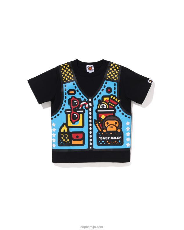 црн клинци A Bathing Ape баби мило мајица за пецање са принтом J42801315
