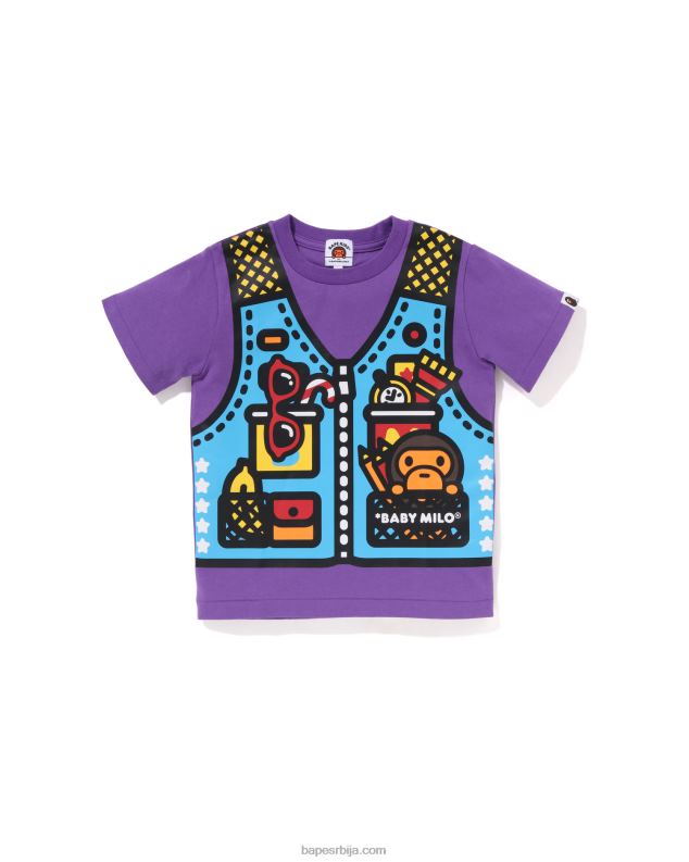 љубичаста клинци A Bathing Ape баби мило мајица за пецање са принтом J42801319