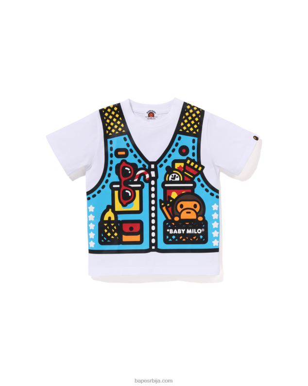 бео клинци A Bathing Ape баби мило мајица за пецање са принтом J42801320