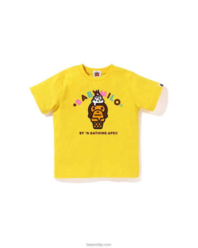 жута клинци A Bathing Ape баби мило сладолед мајица J42801413