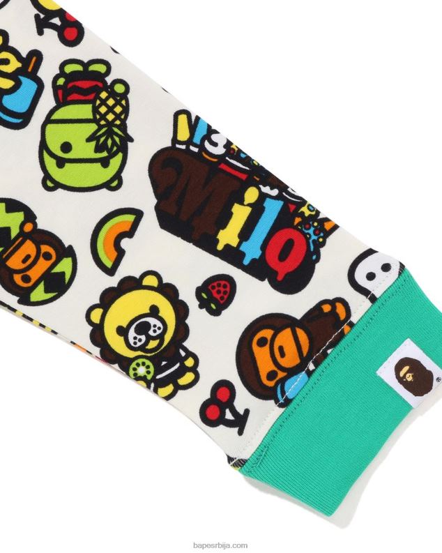 светло зелена клинци A Bathing Ape баби мило мајица са вишеслојним рукавима од мешаног воћа J42801453