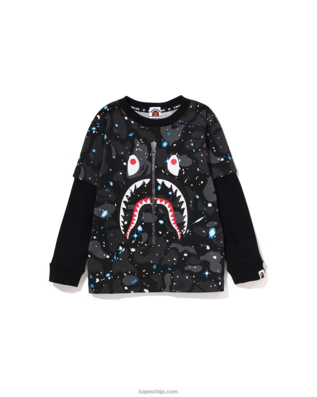 црн клинци A Bathing Ape свемирска маскирна мајица са слојевима ајкуле J42801463