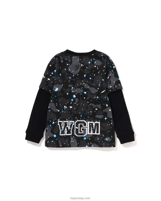 црн клинци A Bathing Ape свемирска маскирна мајица са слојевима ајкуле J42801463