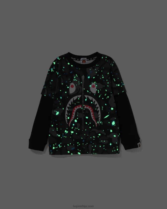 црн клинци A Bathing Ape свемирска маскирна мајица са слојевима ајкуле J42801463