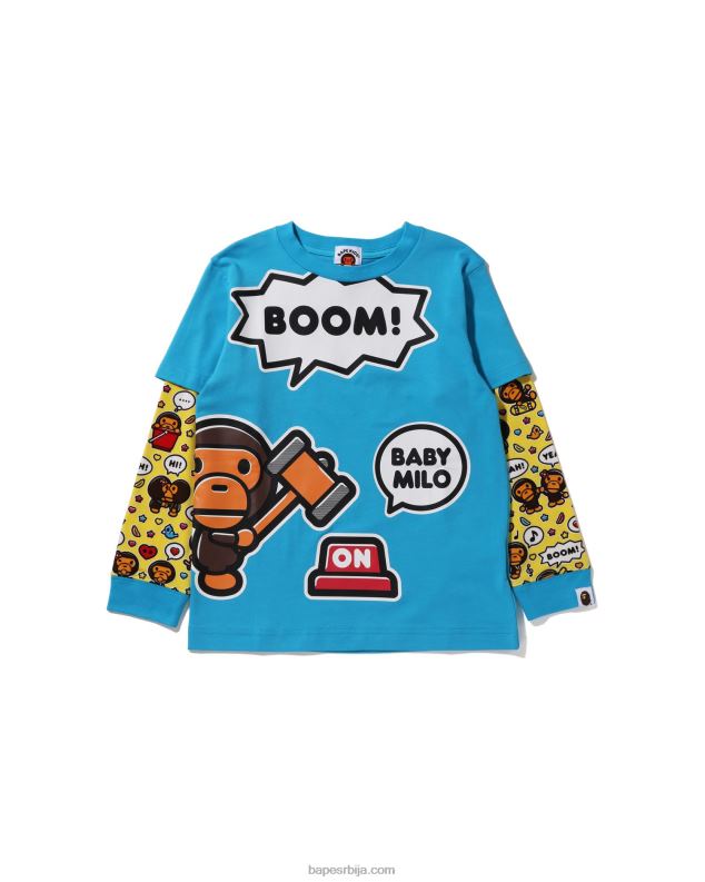 Плави клинци A Bathing Ape беби мило говорни балон слојевита мајица J42801518