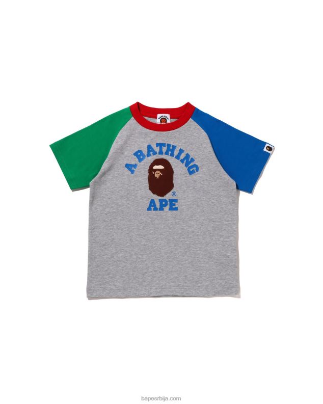 сива клинци A Bathing Ape колеџ раглан мајица J42801520