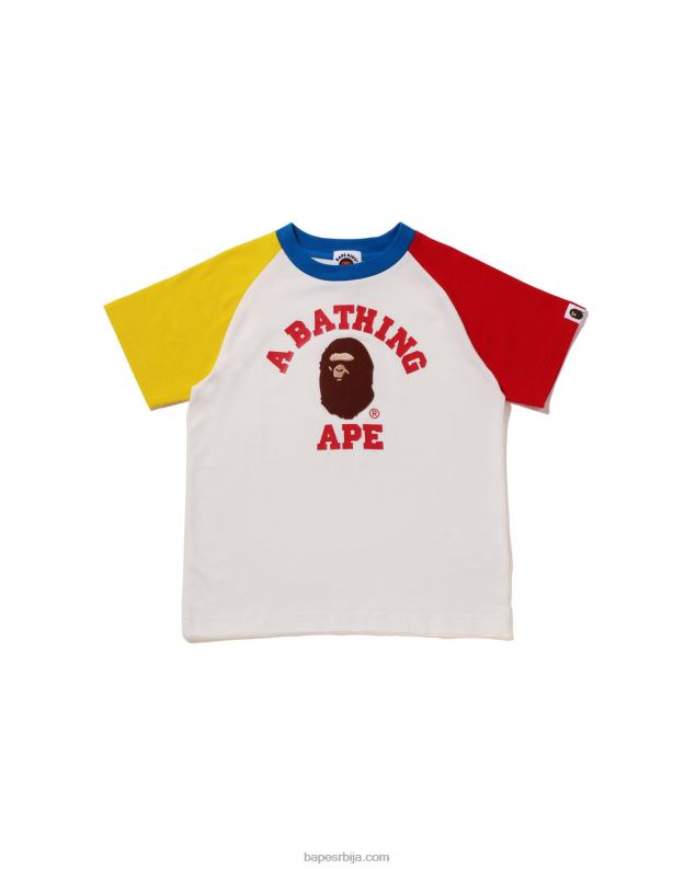 бео клинци A Bathing Ape колеџ раглан мајица J42801521