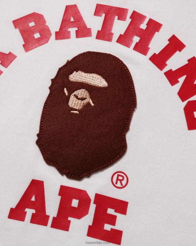 бео клинци A Bathing Ape колеџ раглан мајица J42801521