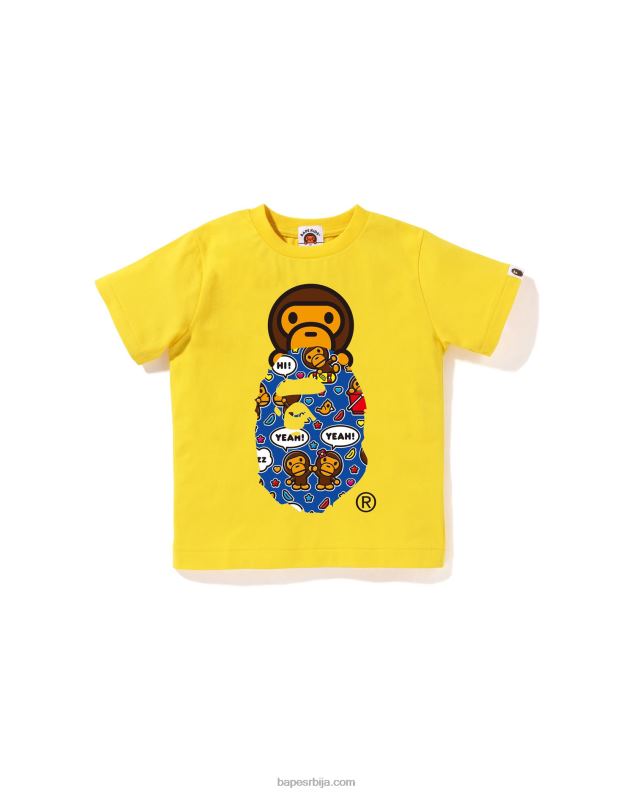 жута клинци A Bathing Ape баби мило говорни балон мило на глави мајица J42801567