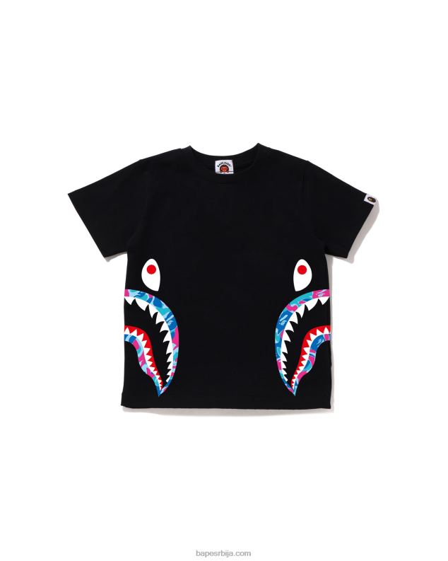 црн клинци A Bathing Ape мермерна маскирна мајица за ајкуле J42801613