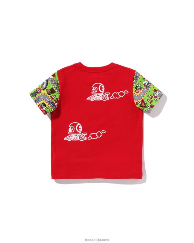 јарко црвена клинци A Bathing Ape баби мило рацинг фриендс тее J42801622